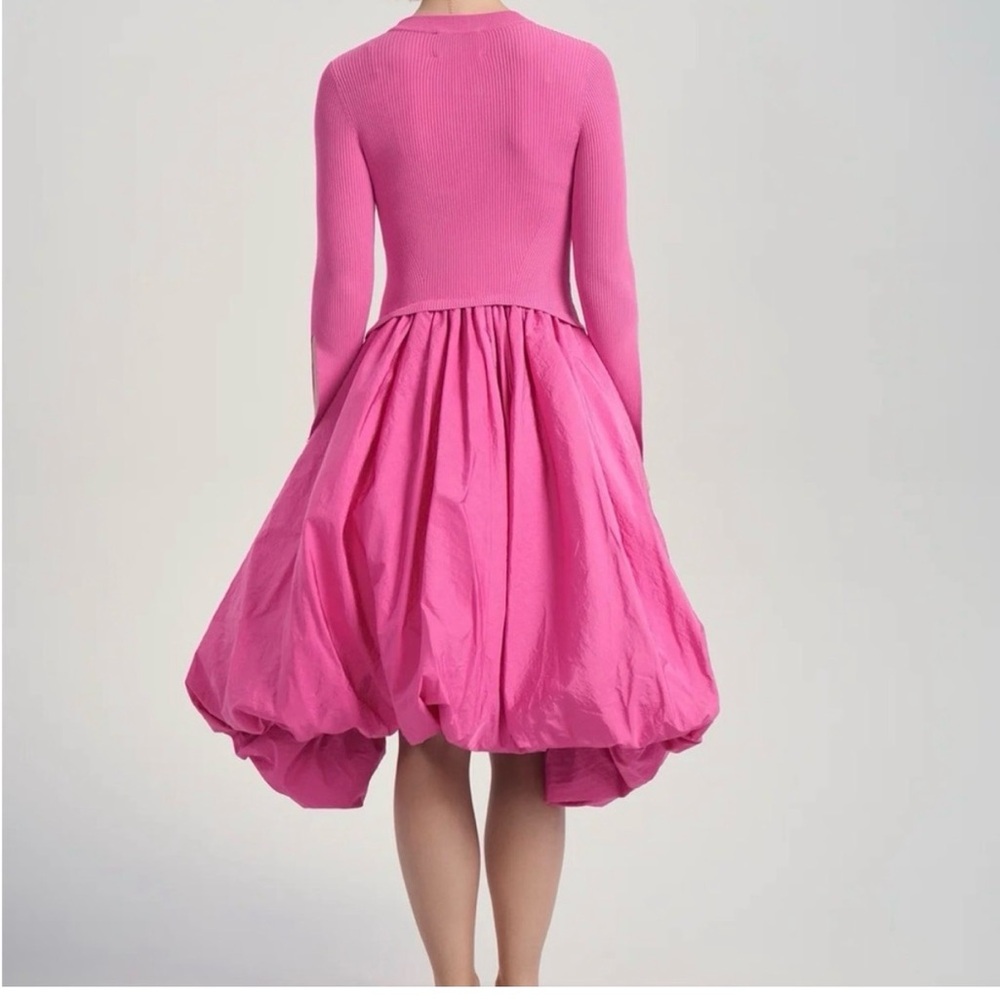 Elegant Designer Hot Pink Celeste Knit Bubble Dress - Picture 2 of 3